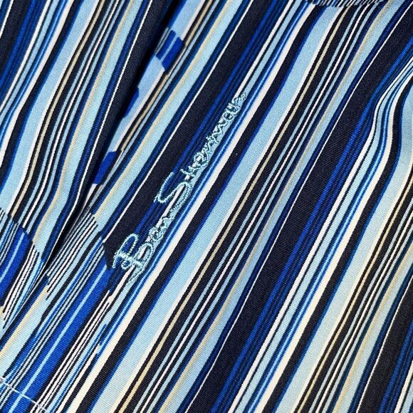 Ben Sherman Mens Carnaby Fit Stripe Short Sleeve Button Up Shirt Blue Medium NWT - Picture 4 of 10